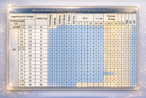 Beispielhafter Auszug aus der Brandfallmatrix eines Bürohochhauses